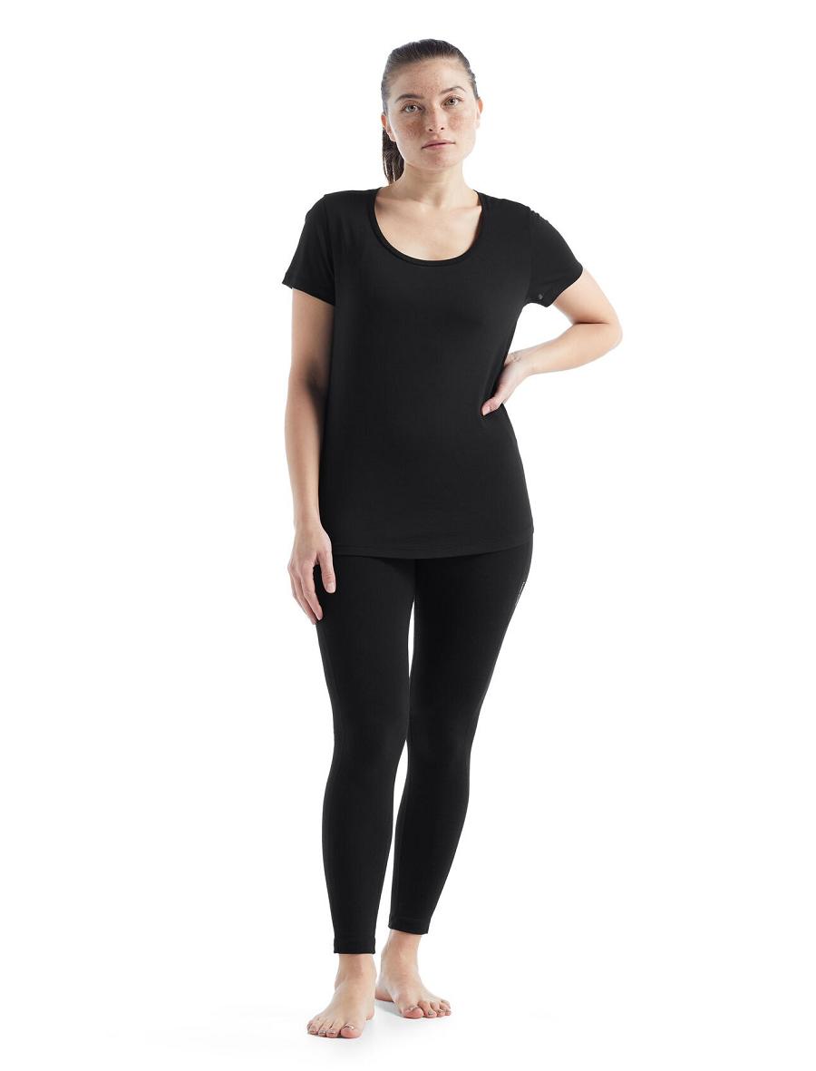 Black Icebreaker Merino Sphere II Short Sleeve Scoop Women's T Shirts | AU 1586HAPK